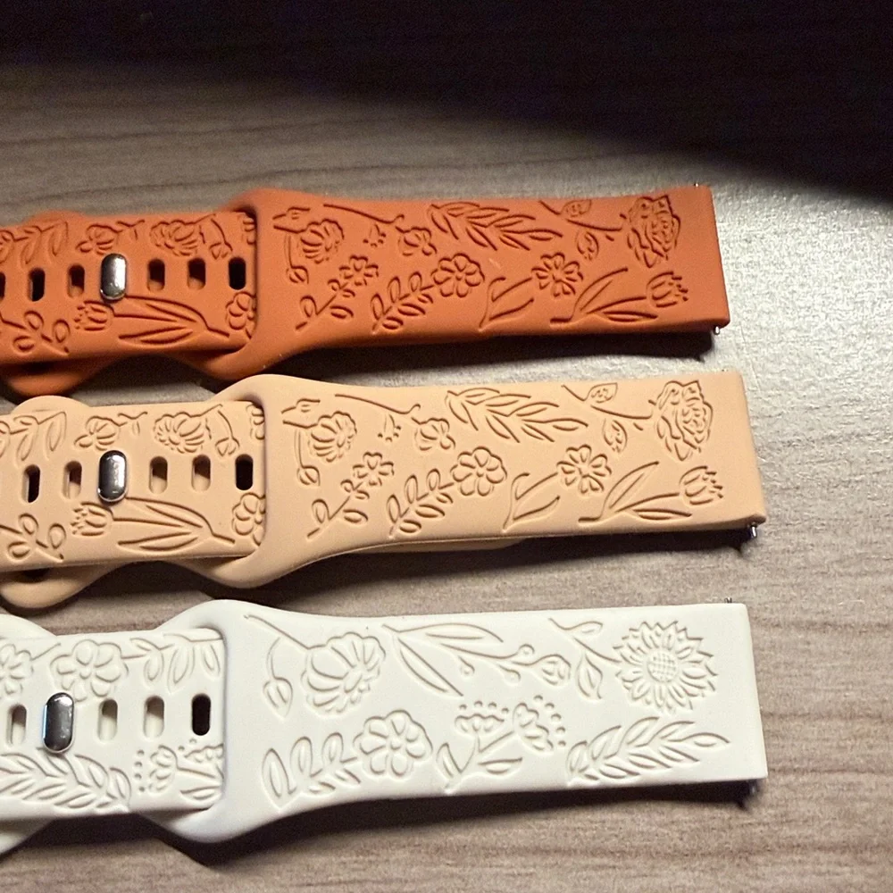Embossed Floral Silicone Watch Bands - Assorted Colors 6 brand new bands - Picture 3 of 6